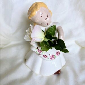 Mid century modern planter girl with floral dress #retrohome